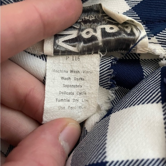 Vintage Solo’s By Country Set Wide Leg Blue and White Check Pleated Pants 25x30 - Picture 7 of 11